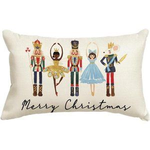 Nutcracker Pillow Cover Decorative Case Accent Xmas Holiday Home Christmas Decor